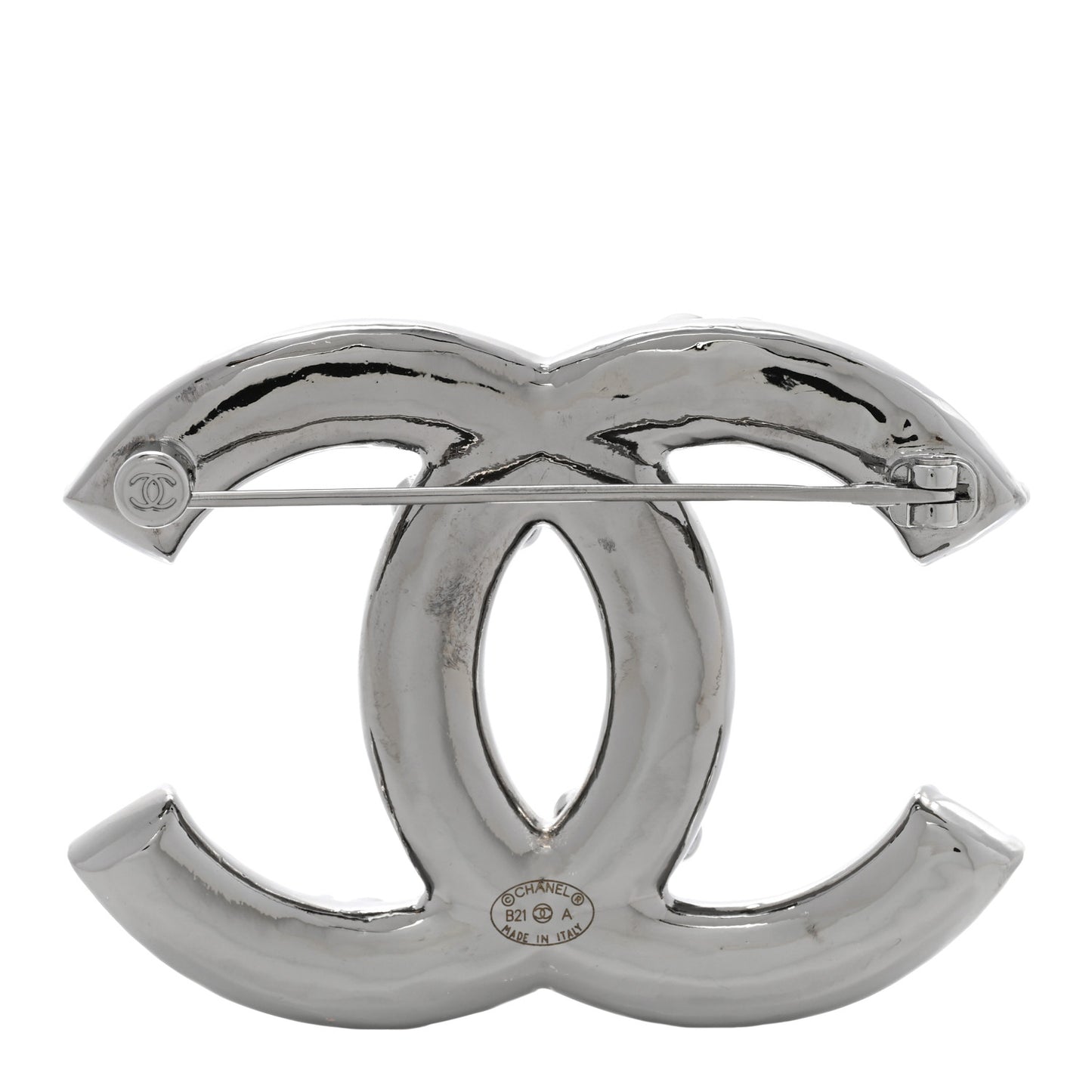 Pearl Crystal CC Brooch Ruthenium