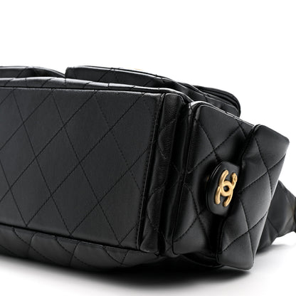 Chanel Shiny Lambskin Quilted Trendy Pockets Hobo Black 10 of 10