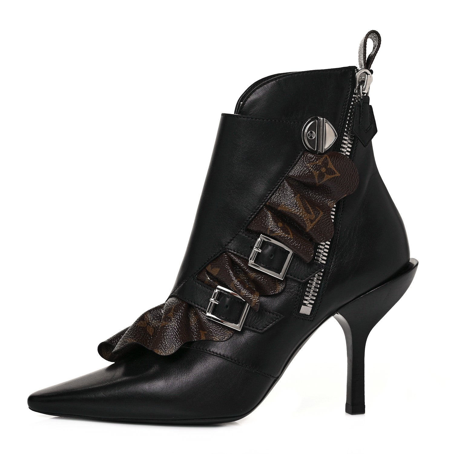 Louis Vuitton Calfskin Monogram Janet Ankle Boots 38 Black 1 of 6