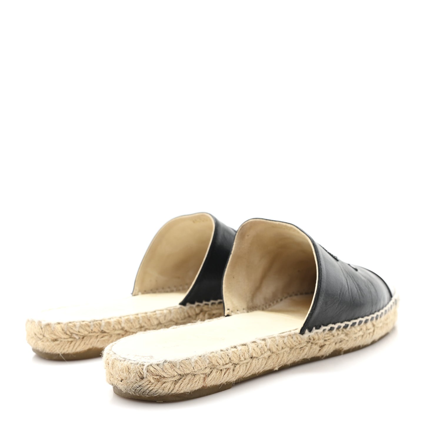 Goatskin Patent Calfskin CC Espadrille Mules 40 Black
