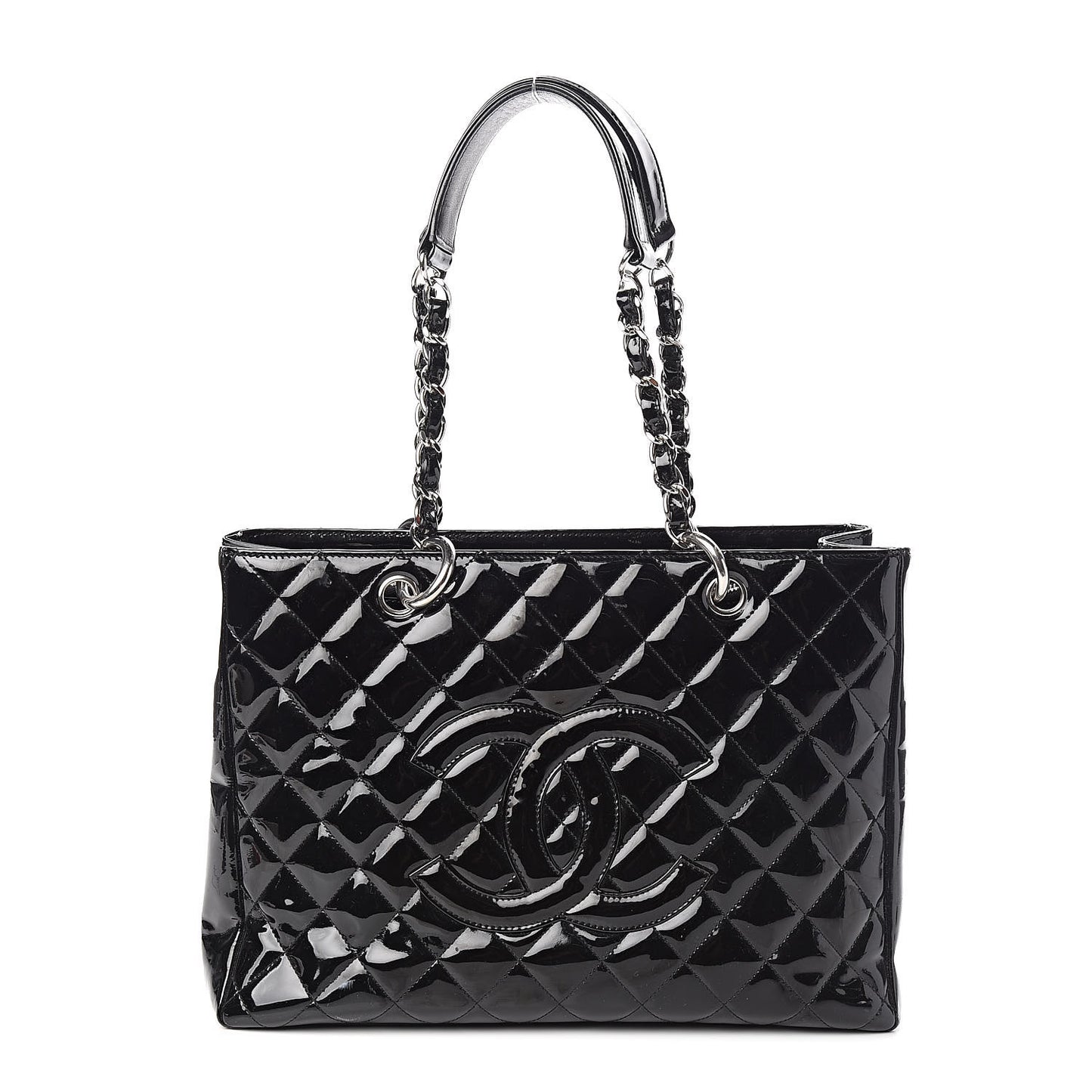 Patent Quilted Grand Shopping Tote GST Black
