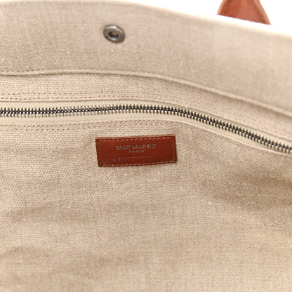 Saint Laurent Linen Calfskin Rive Gauche Tote Tan 5 of 17