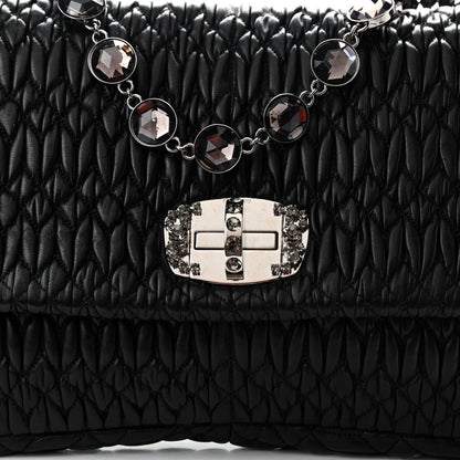 Miu Miu Nappa Matelasse Crystal Flap Clutch Black 7 of 9
