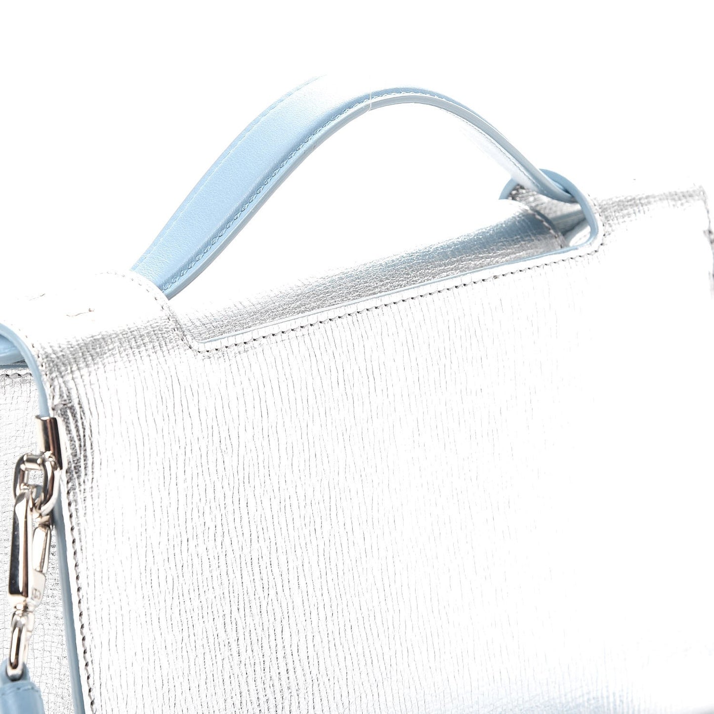 Metallic Grained Calfskin Diorever Clutch Silver