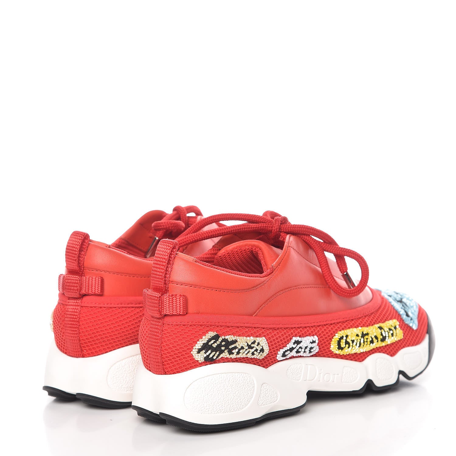 Christian Dior Calfskin Technical Canvas Embellished Dior Fusion Sneakers 35 Rouge 4 of 7