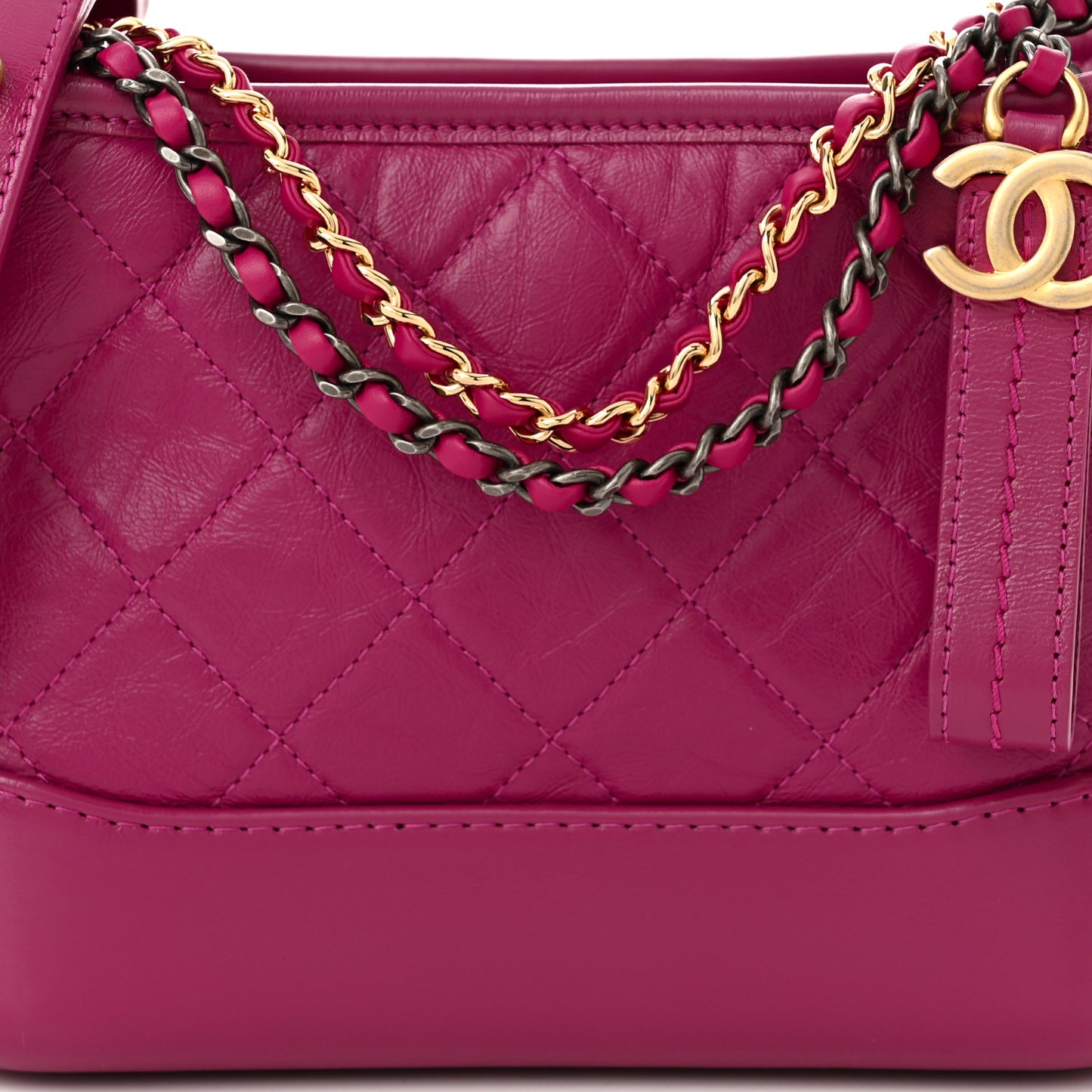 Aged Calfskin Quilted Small Gabrielle Hobo Fuchsia