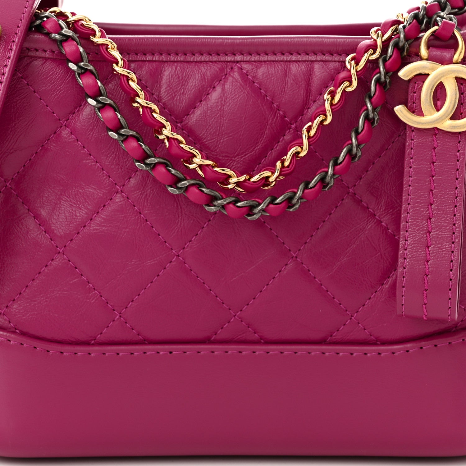 Chanel Aged Calfskin Quilted Small Gabrielle Hobo Fuchsia 8 of 10