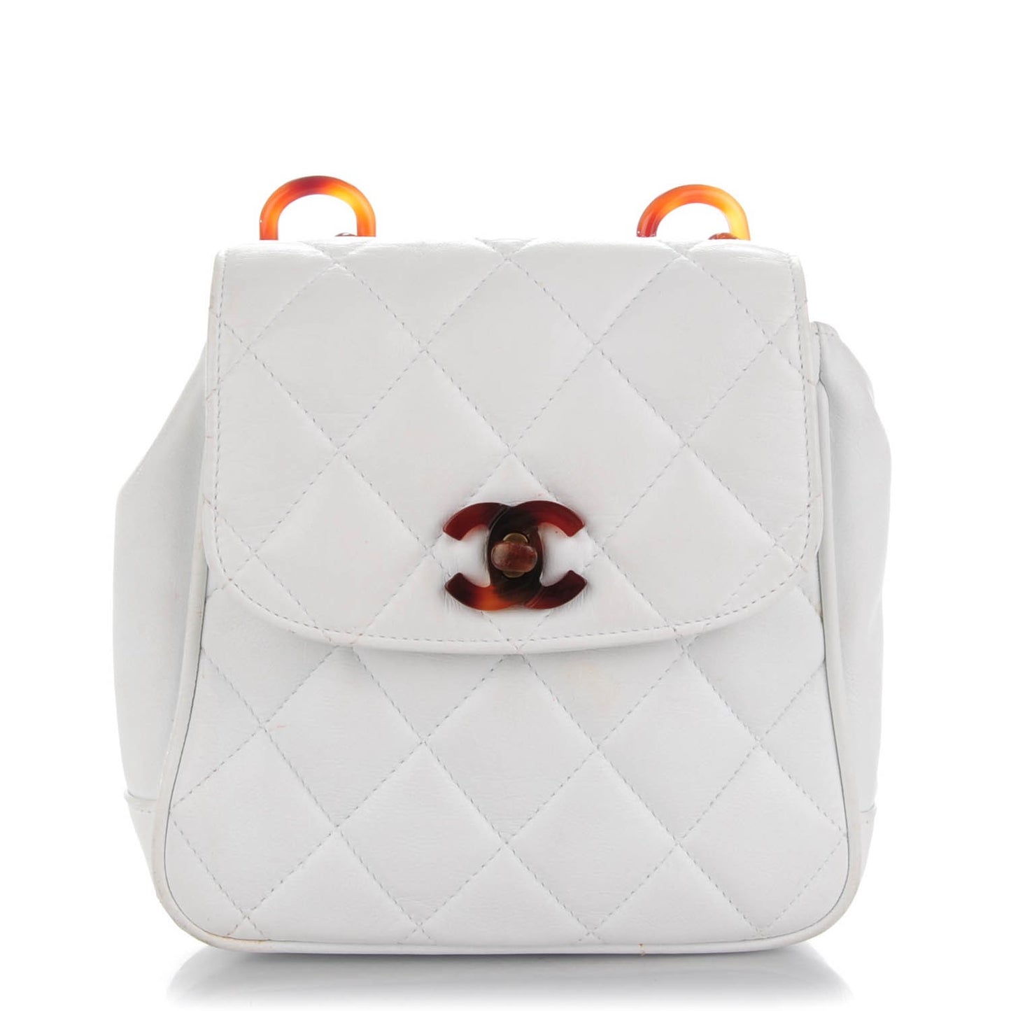 Lambskin Bekko Resin Mini Single Flap White