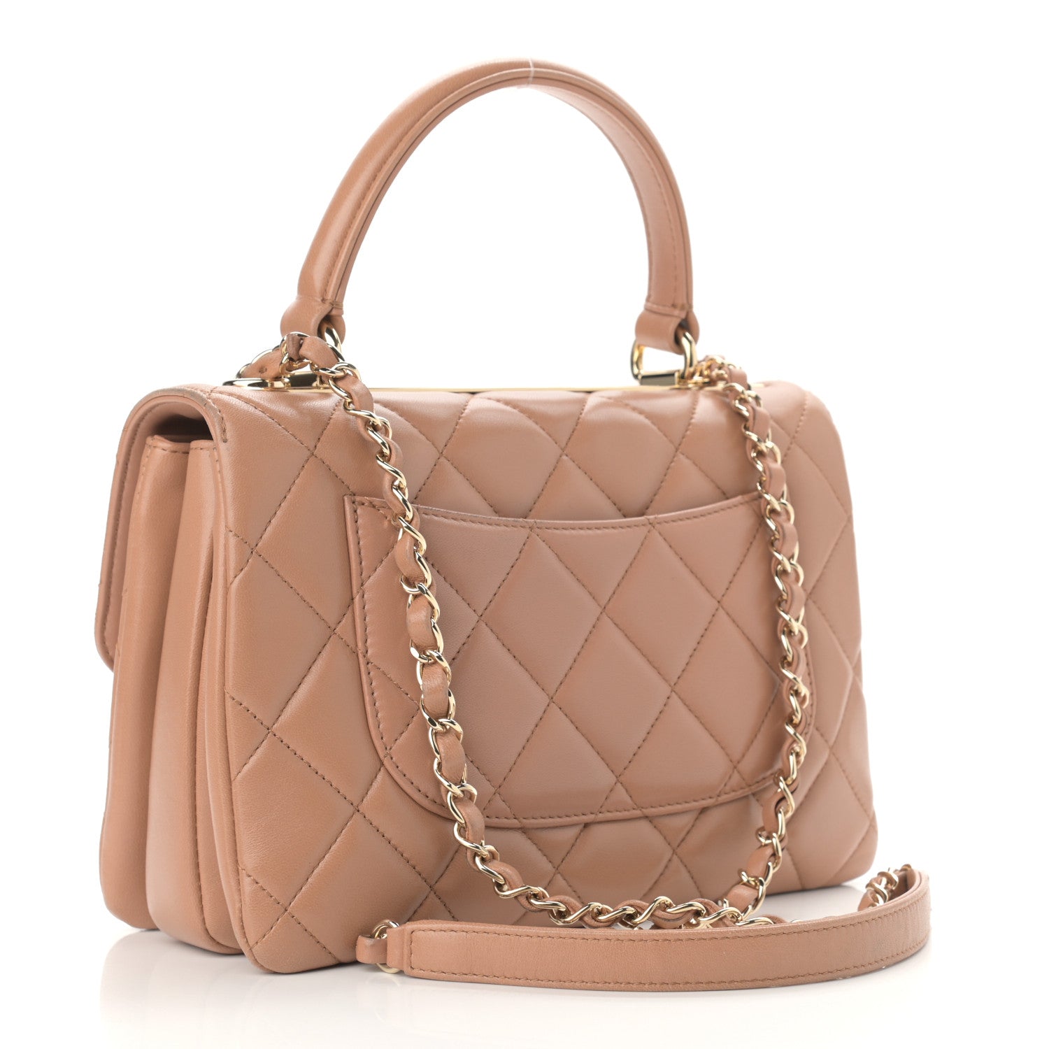 Chanel Lambskin Quilted Small Trendy CC Flap Dual Handle Bag Camel 3 of 13
