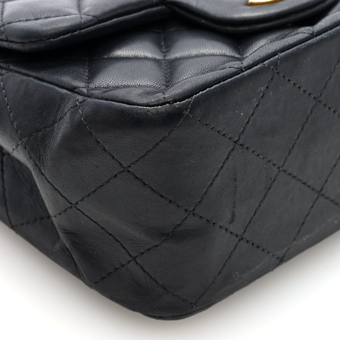 Lambskin Quilted Mini Square Flap Black