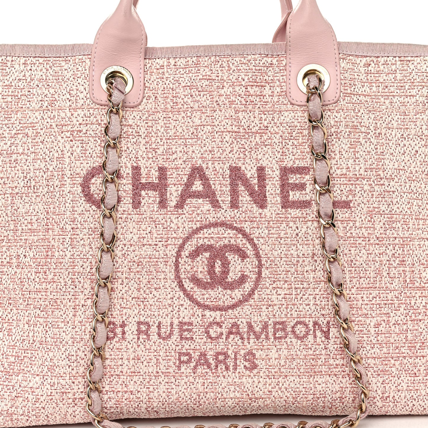Straw Lurex Medium Deauville Tote Pink