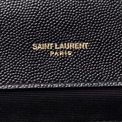 Saint Laurent Grain De Poudre Textured Mixed Matelasse Large Triquilt Monogram Satchel Black 6 of 13