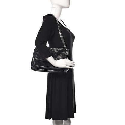 Saint Laurent Crinkled Calfskin Matelasse Monogram Medium Niki Chain Satchel Black 2 of 10