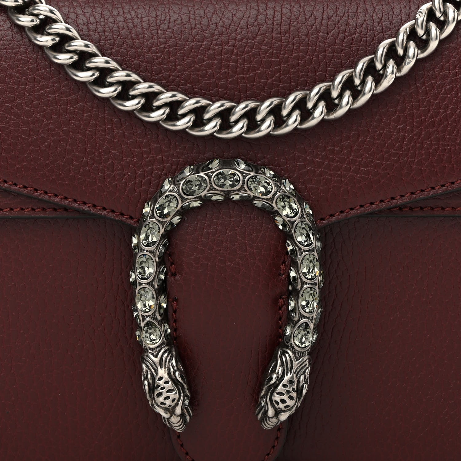 Gucci Dollar Calfskin Crystal Small Dionysus Shoulder Bag Vintage Bordeaux 9 of 13