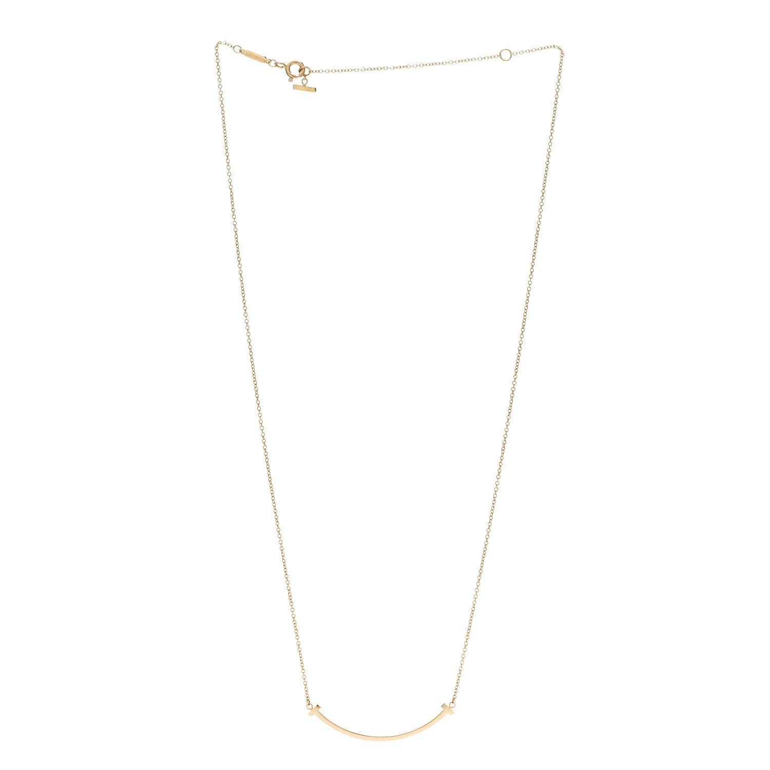 Tiffany 18K Yellow Gold Small T Smile Pendant Necklace 3 of 6