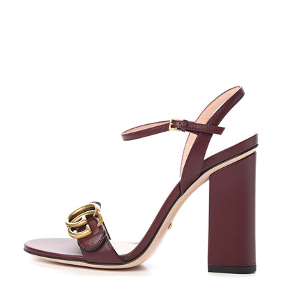 Gucci Lifford Calfskin GG Marmont Ankle Wrap 105mm Sandals 36.5 Vintage Bordeaux 1 of 8