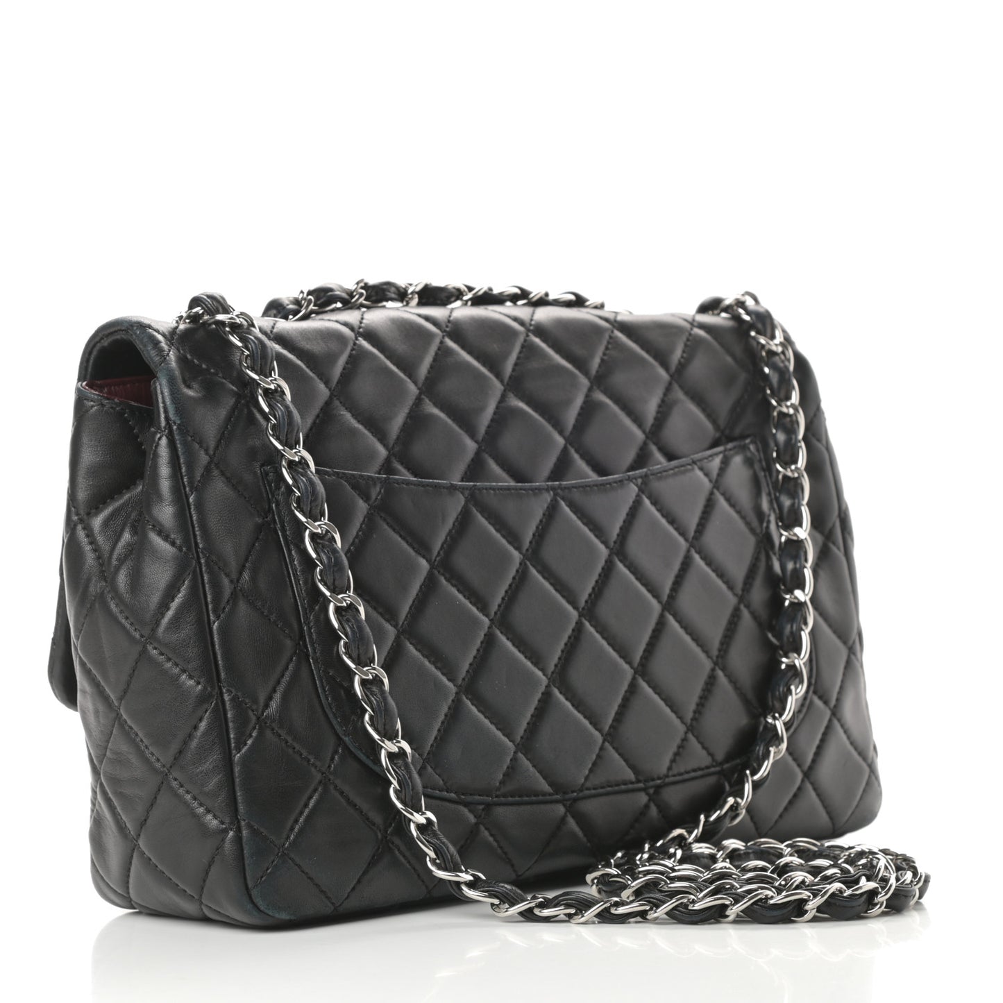 Lambskin Quilted Jumbo Single Flap Black