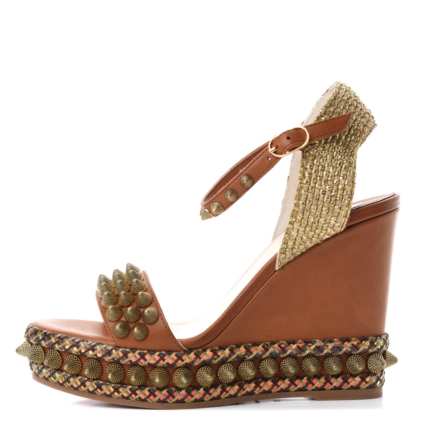 Christian Louboutin Calfskin Cordorella 110 Wedge Sandals 35 Version Cuoio 1 of 10
