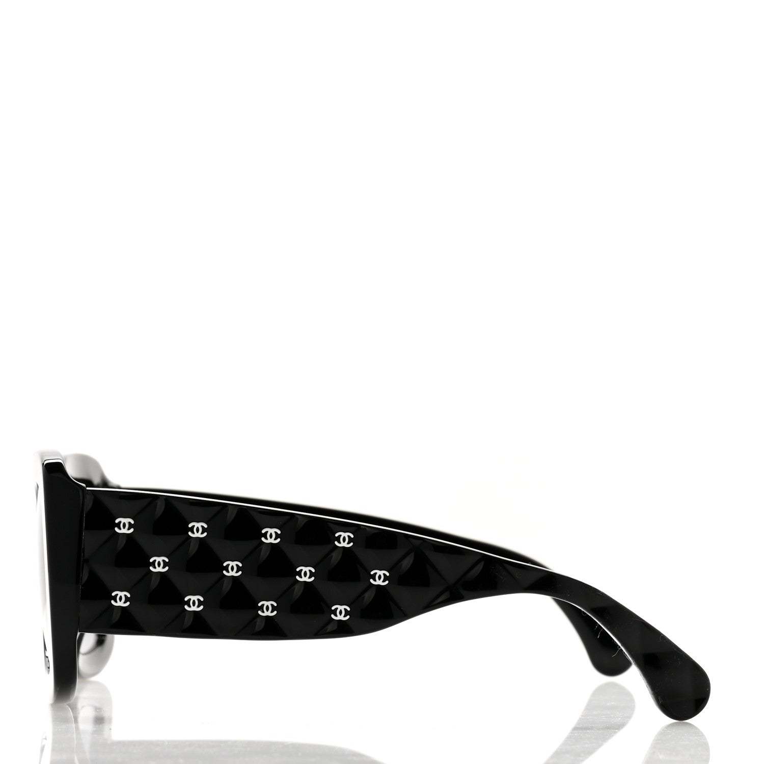 Chanel Acetate Quilted CC Rectangle Sunglasses 5483-A Black