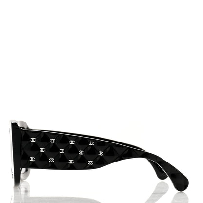 Chanel Acetate Quilted CC Rectangle Sunglasses 5483-A Black 3 of 8