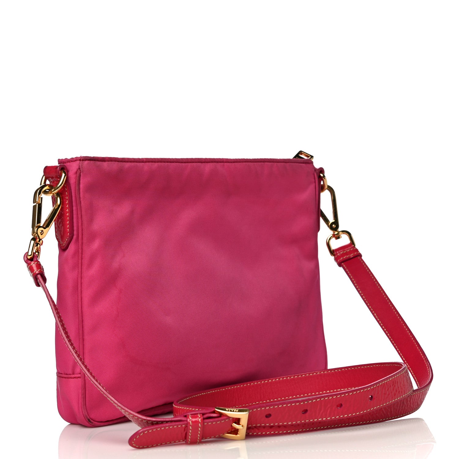 Prada Tessuto Nylon Patent Pocket Messenger Bag Fuxia 3 of 19