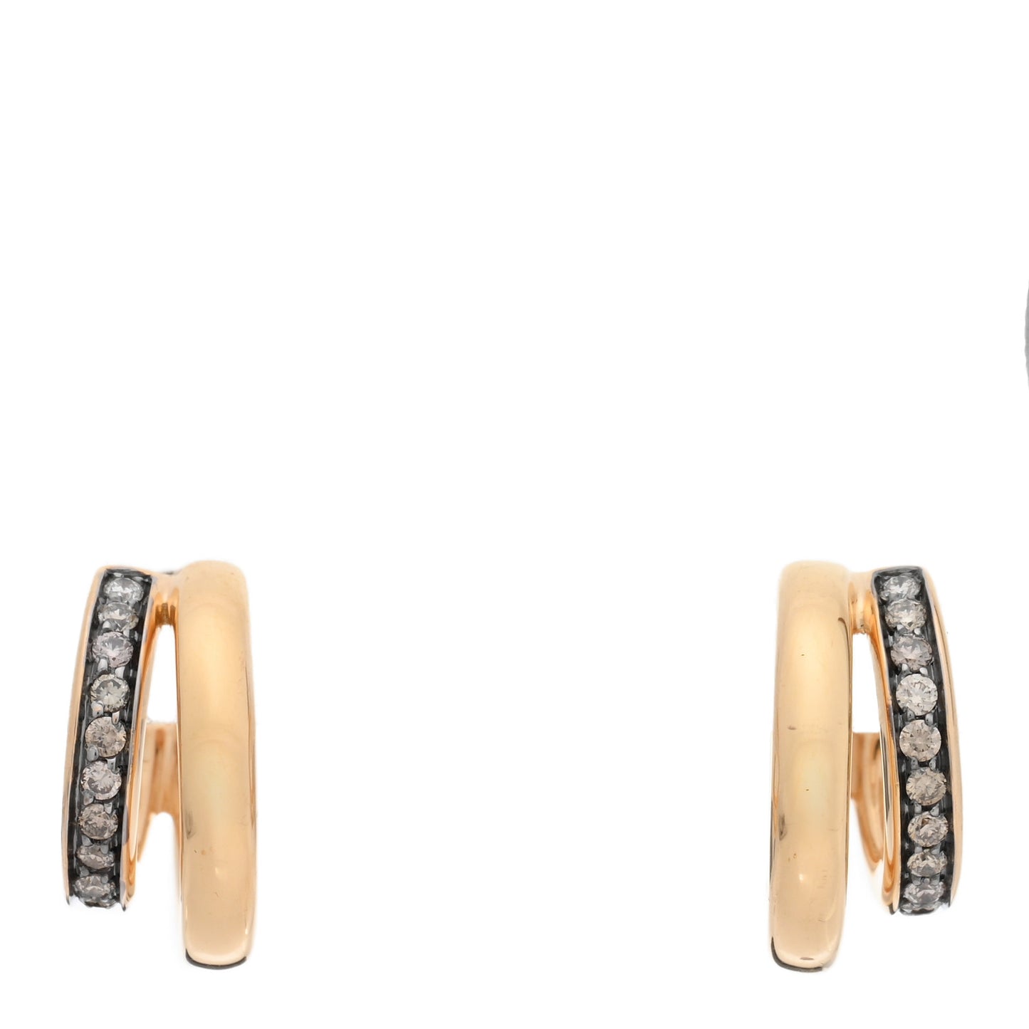 18K Rose Gold Brown Diamond Iconica Double Hoop Earrings
