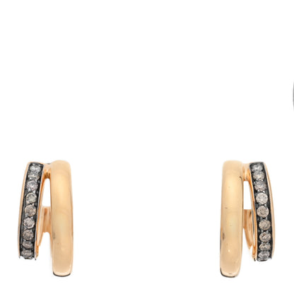 Pomellato 18K Rose Gold Brown Diamond Iconica Double Hoop Earrings 1 of 5