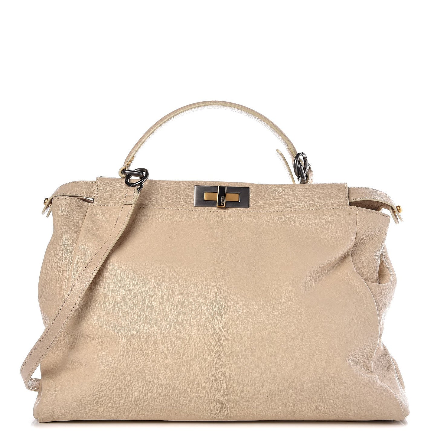 Goatskin Large Peekaboo Iconic Satchel Grigio Black