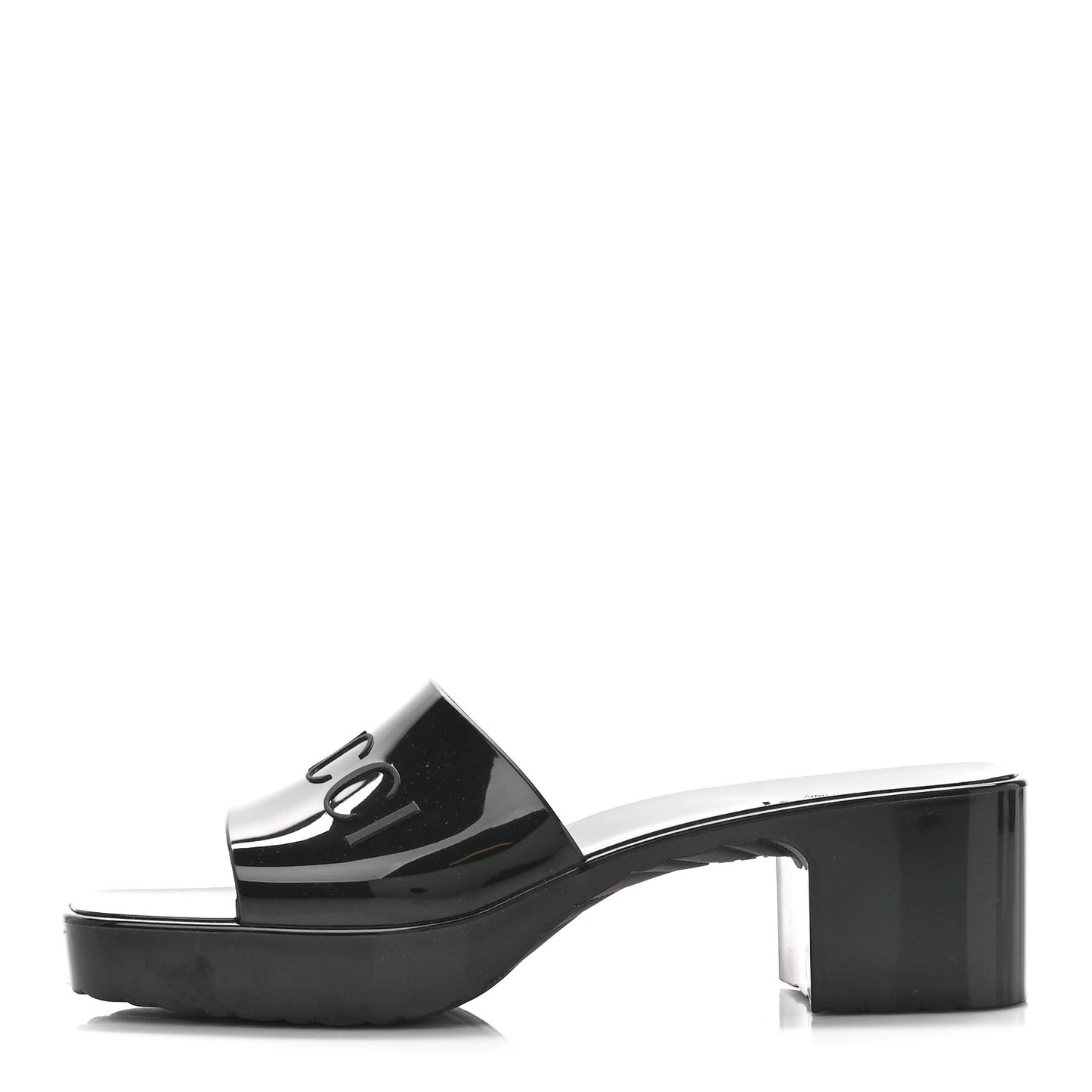 Rubber Gucci Logo Womens Platform 20/60mm Slide Sandals 38 Black