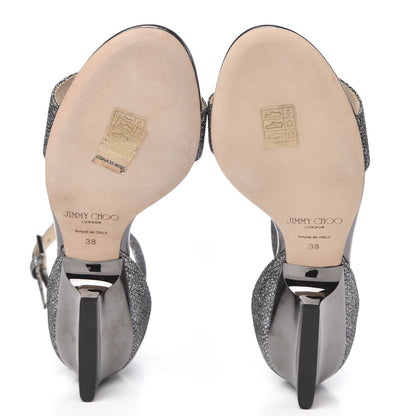 Jimmy Choo Glitter Fabric Edina Sandals 38 Anthracite 5 of 7