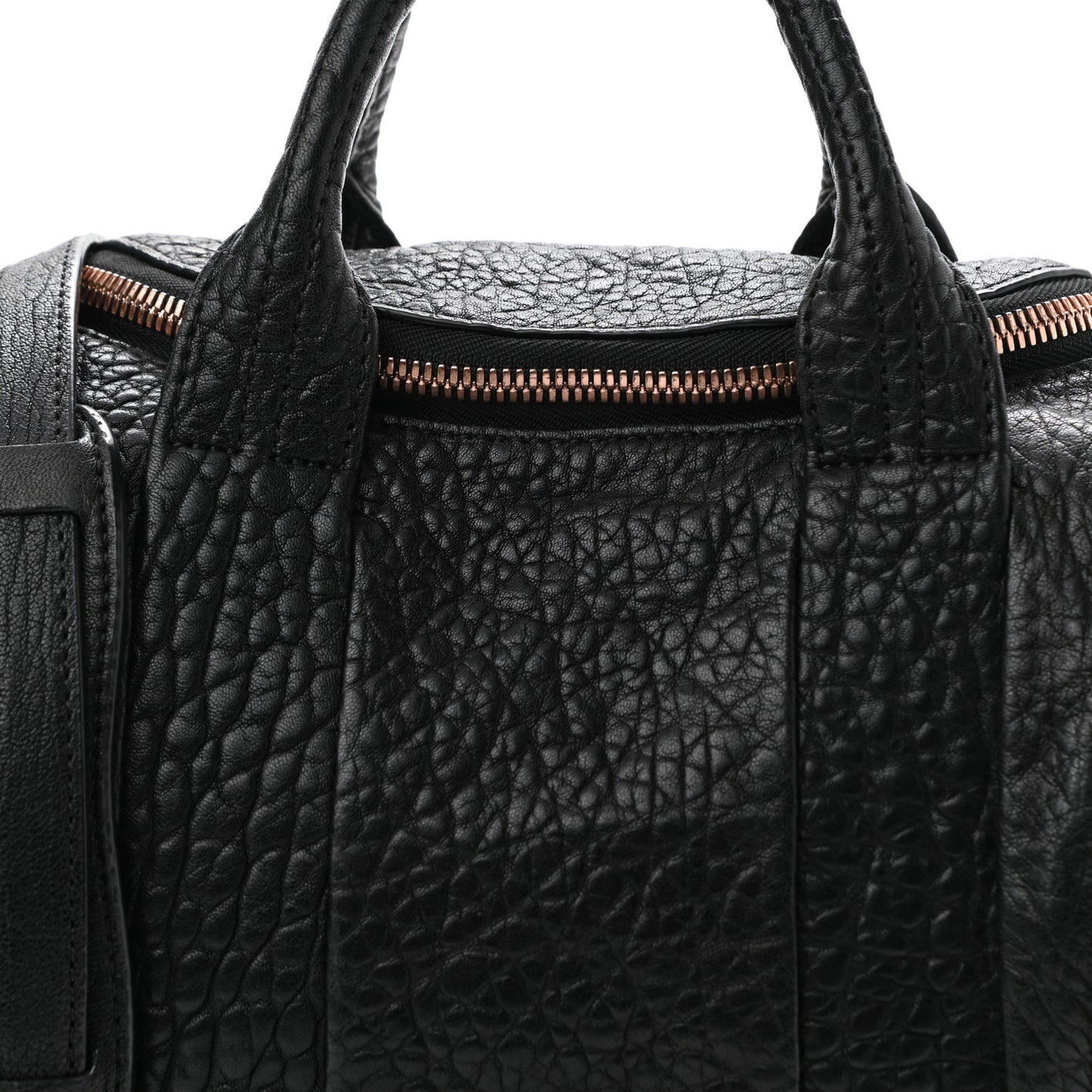 Pebbled Lambskin Mini Rockie Black Rose Gold Hardware