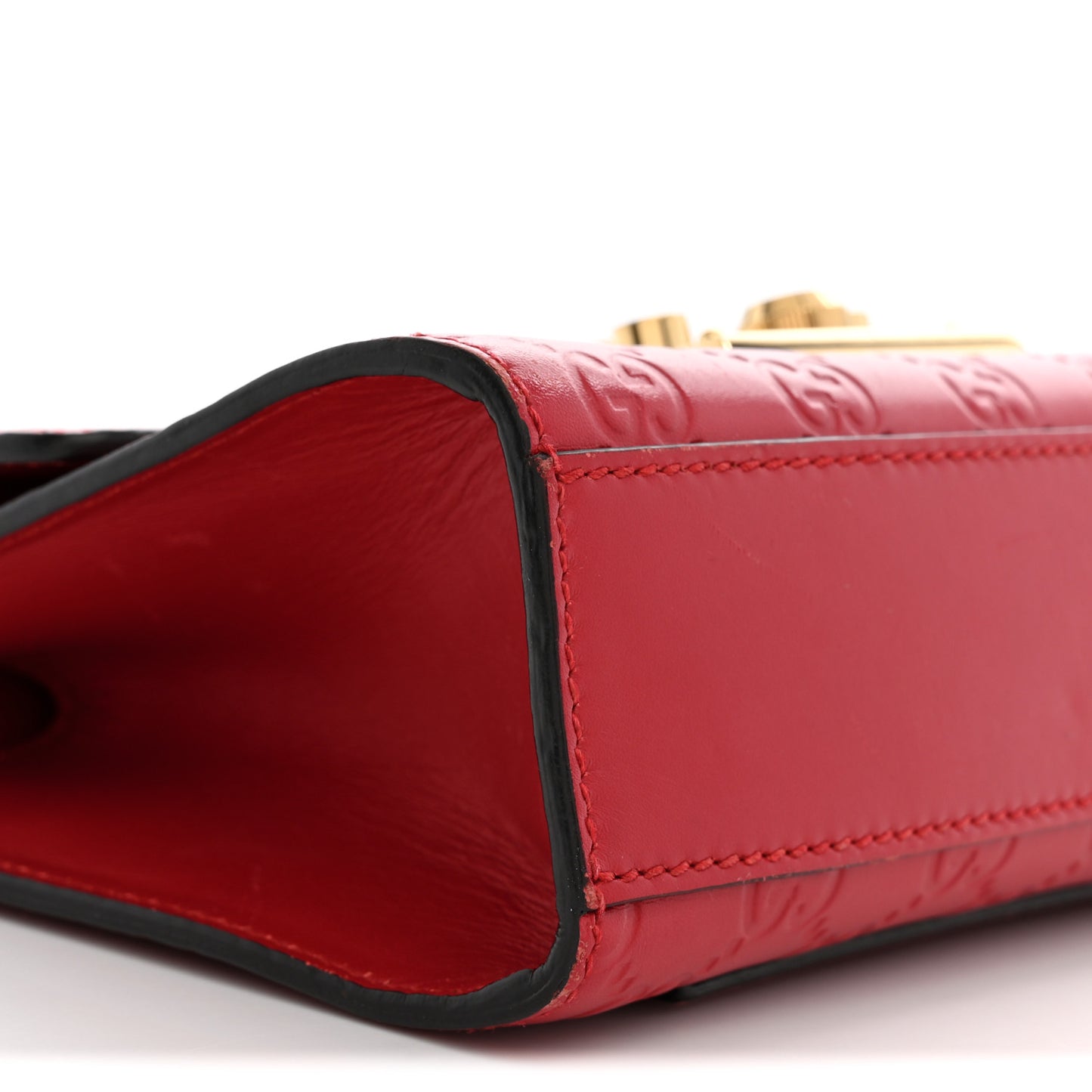 Guccissima Small Padlock Shoulder Bag Hibiscus Red