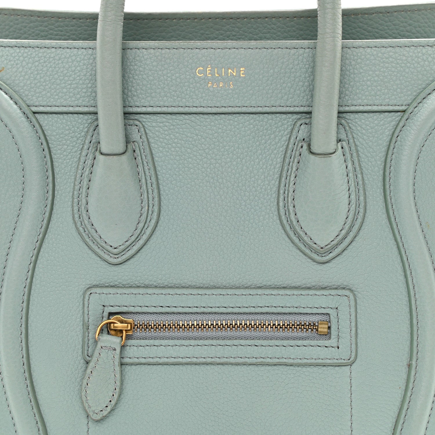 Celine Drummed Calfskin Nano Luggage Almond 10 of 14