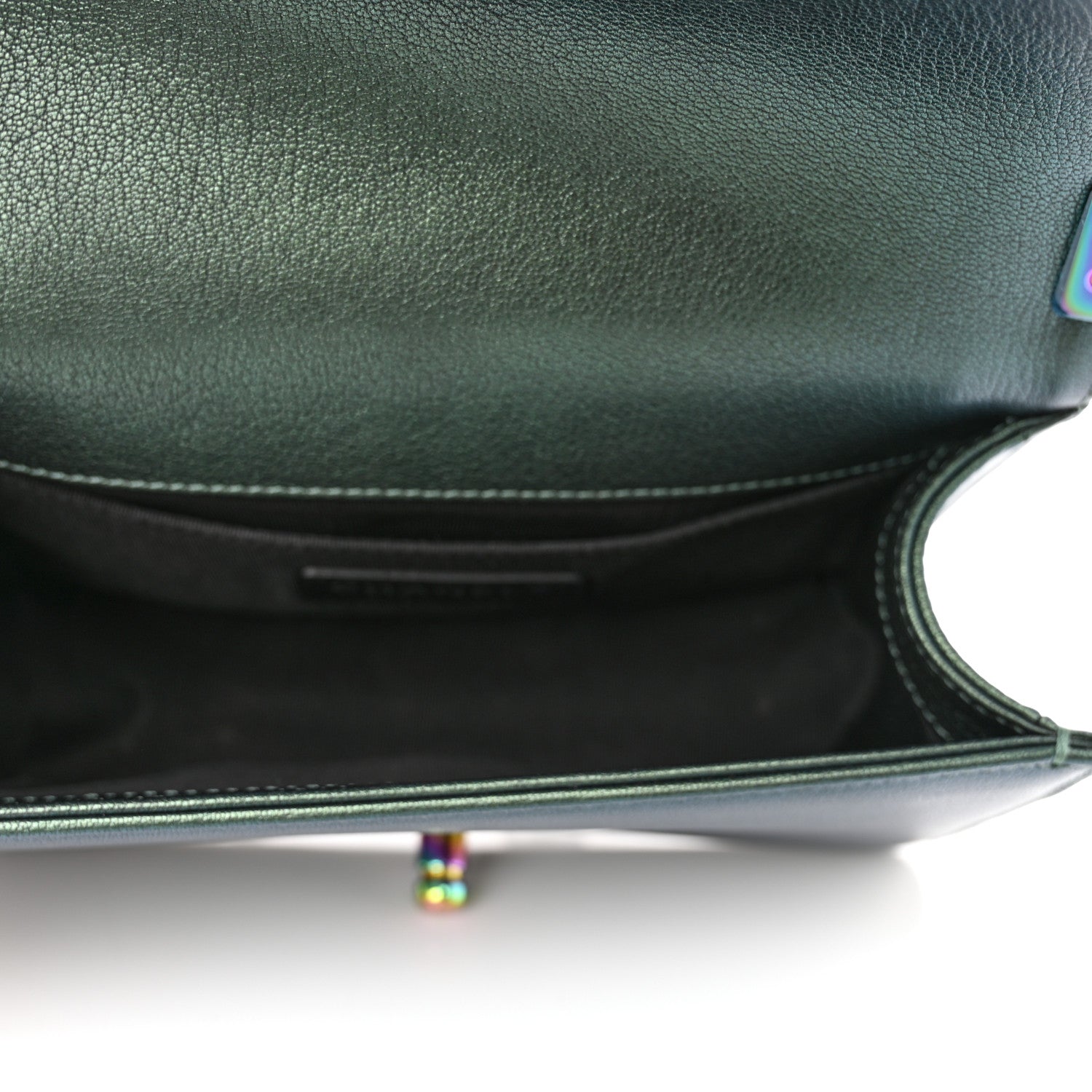 Chanel Iridescent Goatskin Quilted Small Boy Flap Green 5 of 11