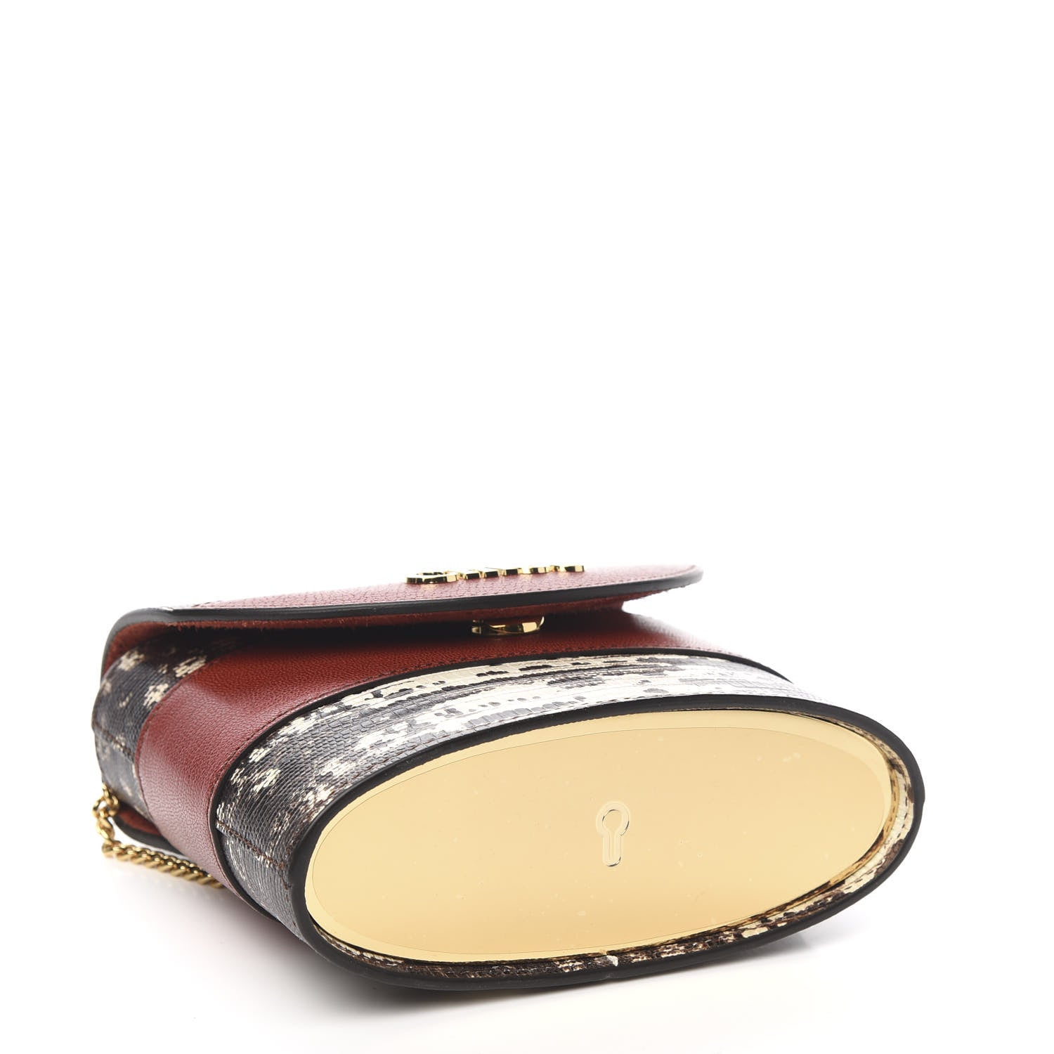 Chloe Calfskin Lizard Embossed Small Aby Lock Sepia Brown 3 of 8