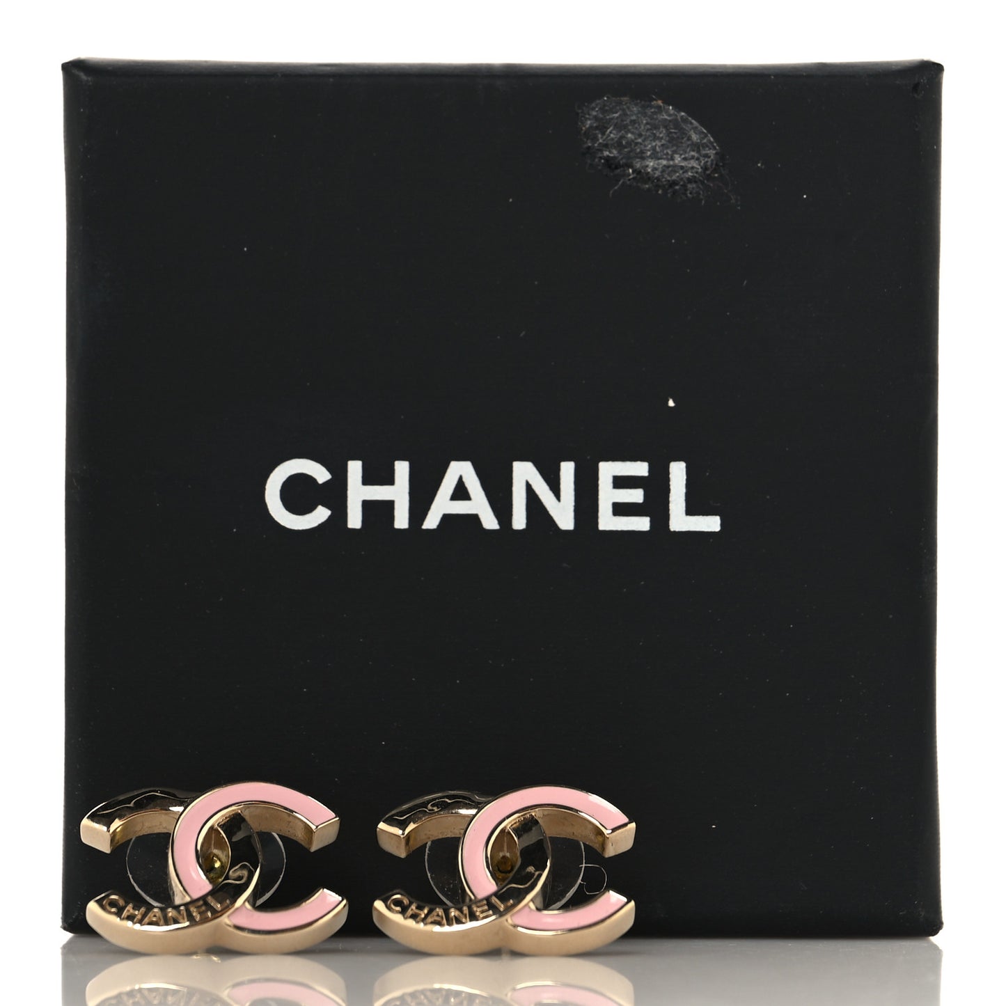 Metal Enamel CC Earrings Pink Gold