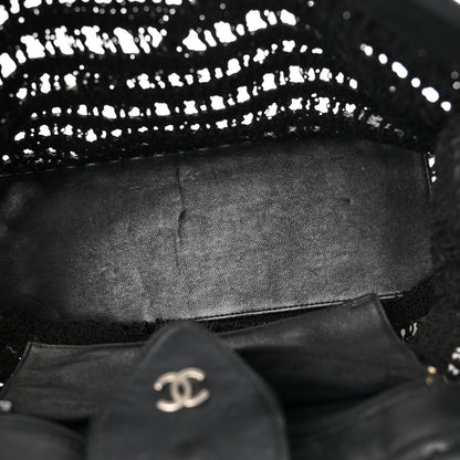 Chanel Woven Crochet Knit Tote Black 5 of 11