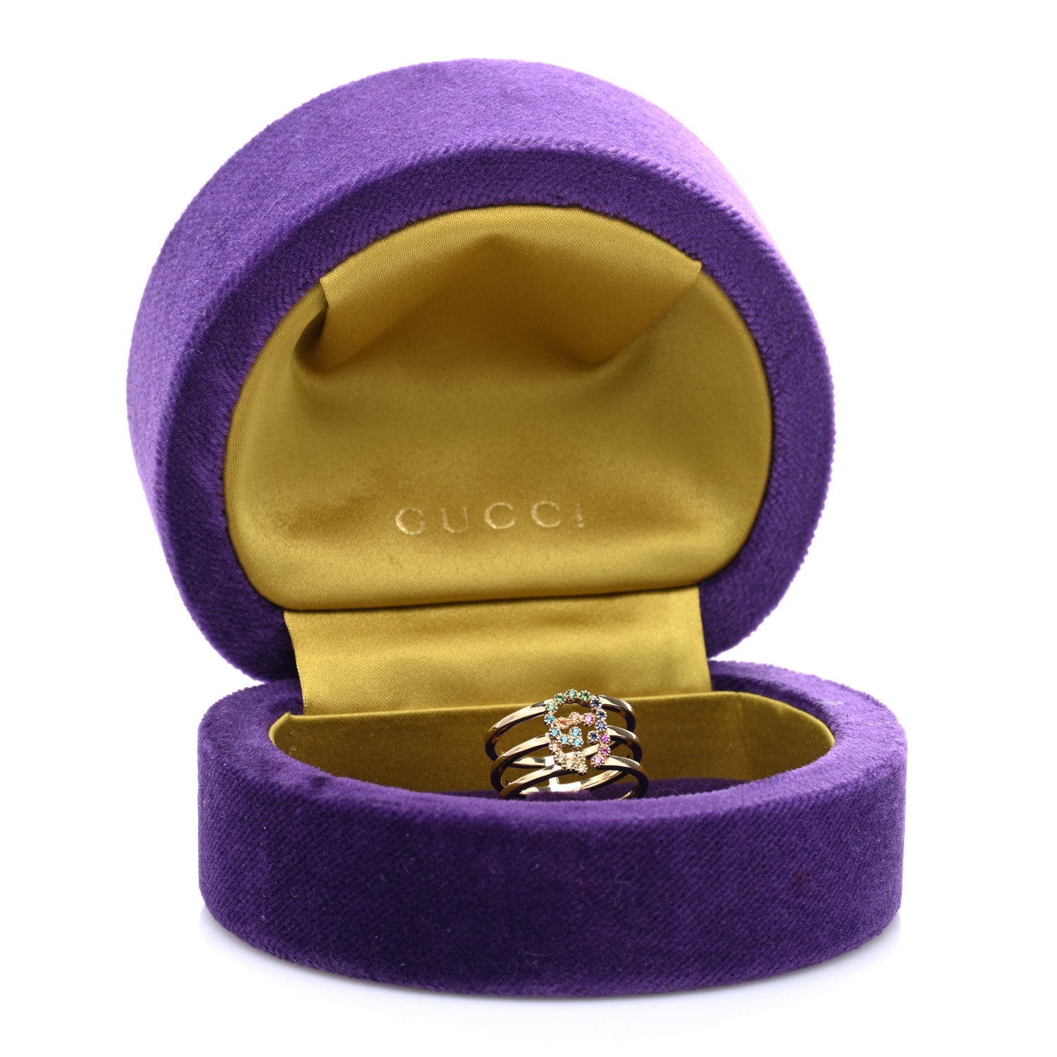 Gucci 18K Yellow Gold Sapphire Topaz Tsavorite Running GG Ring 53 6.25 5 of 5