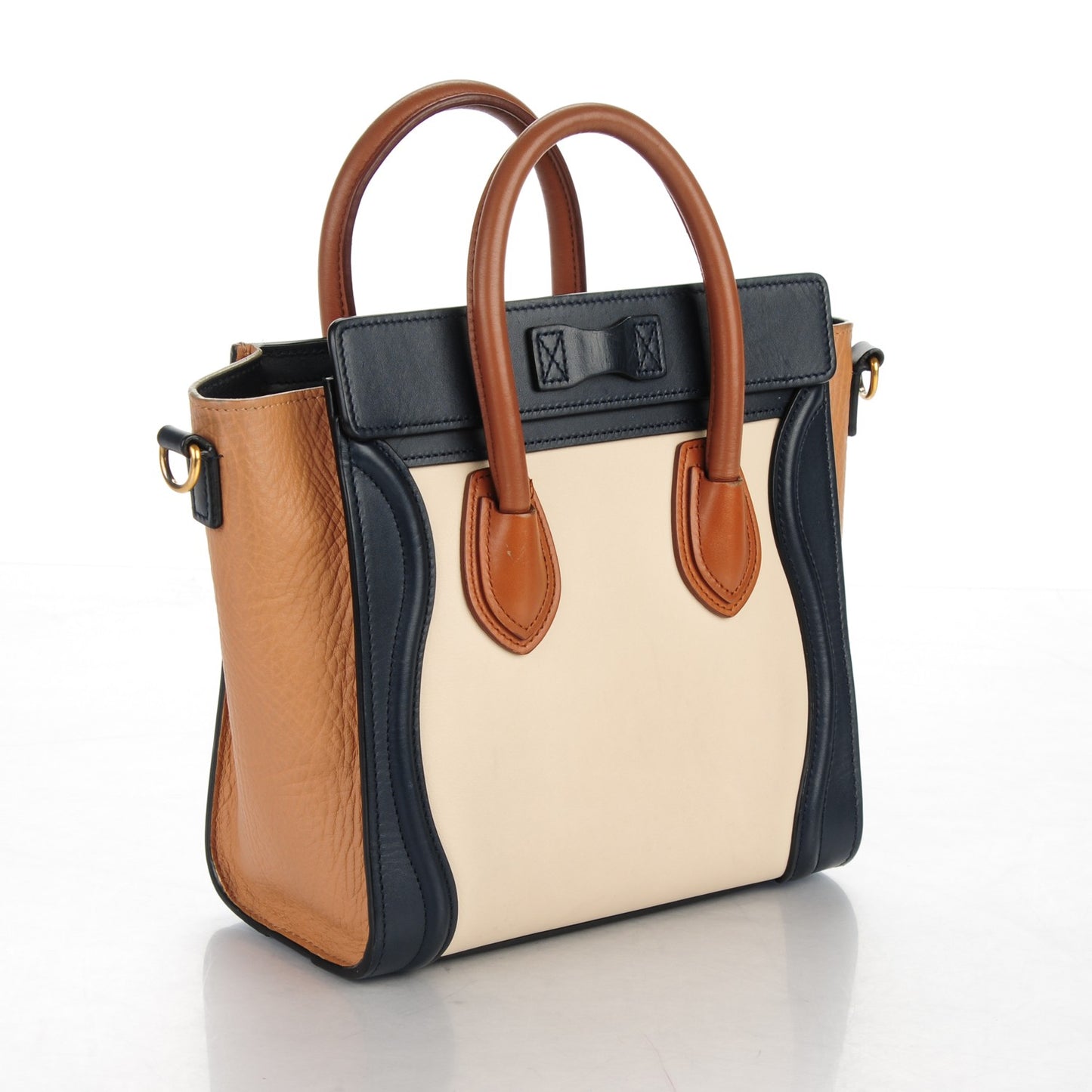Satin Drummed Calfskin Nano Tri-Color Luggage Seashell