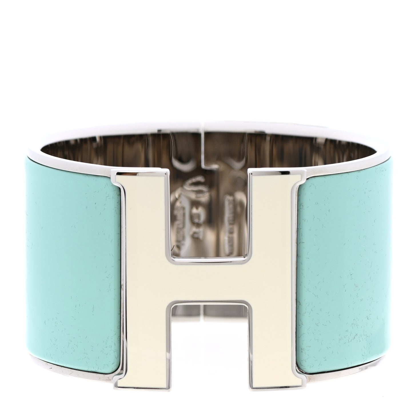 Enamel Extra Wide Clic Clac H Bracelet GM Lagon White