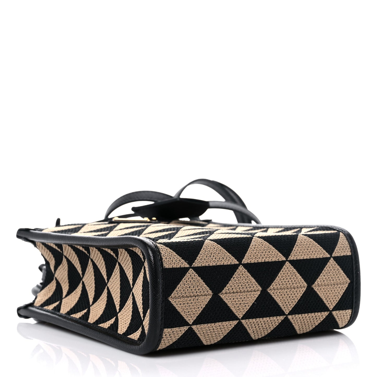 Jacquard Saffiano Triangolo Symbole Embroidered Micro Tote Black Corda