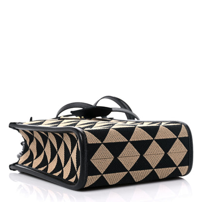 Prada Jacquard Saffiano Triangolo Symbole Embroidered Micro Tote Black Corda 3 of 7