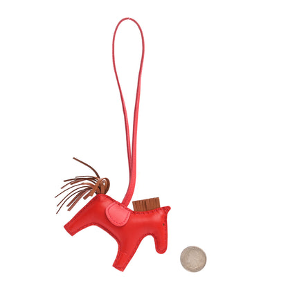 Hermes Milo Lambskin Grigri Rodeo Horse Bag Charm PM Rouge Indien Gold Bougainvillea 2 of 4