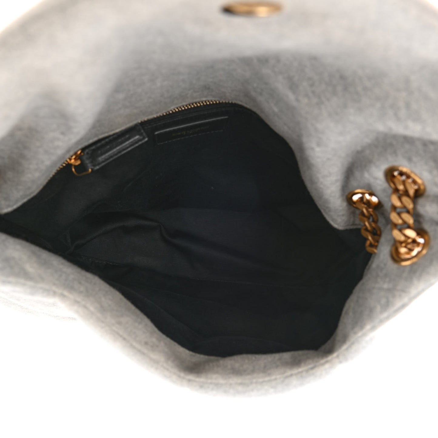 Jersey Quilted Small Loulou Puffer Monogram Chain Satchel Grey Cloud