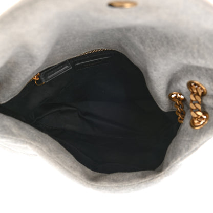 Saint Laurent Jersey Quilted Small Loulou Puffer Monogram Chain Satchel Grey Cloud 5 of 11