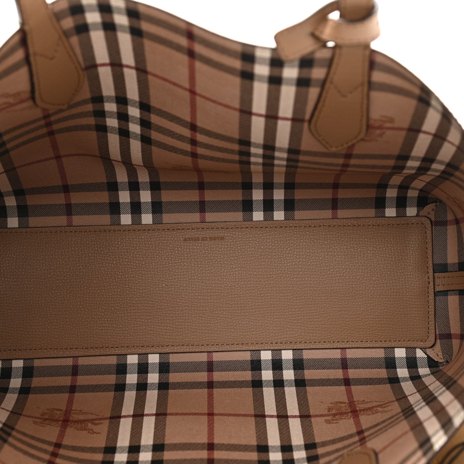 Burberry Grainy Calfskin Haymarket Check Small Reversible Tote Mid Camel 8 of 17