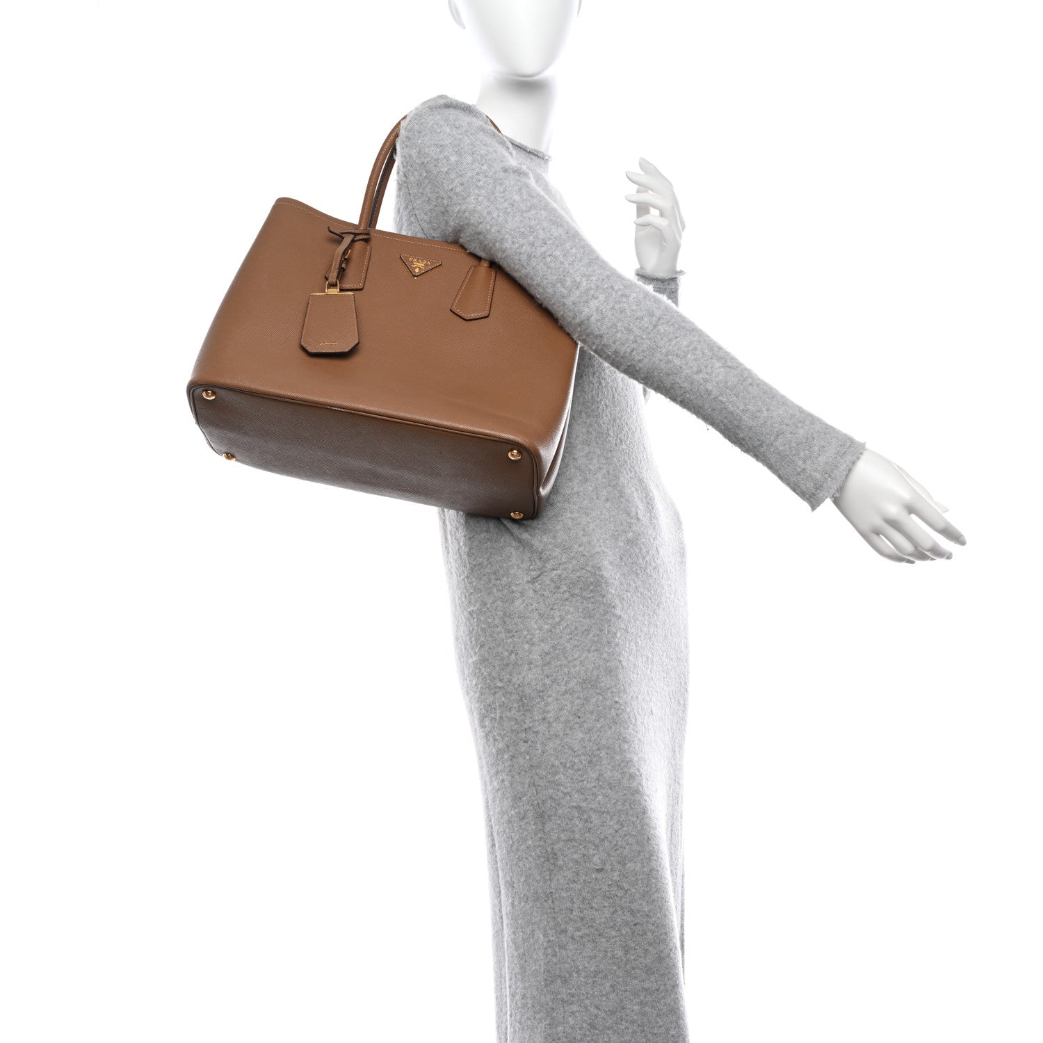 Prada Saffiano Cuir Medium Double Bag Cannella Turchese 2 of 10