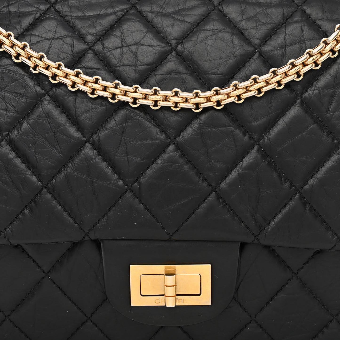 Aged Calfskin Quilted 50th Anniversary 2.55 Reissue 227 Flap Black