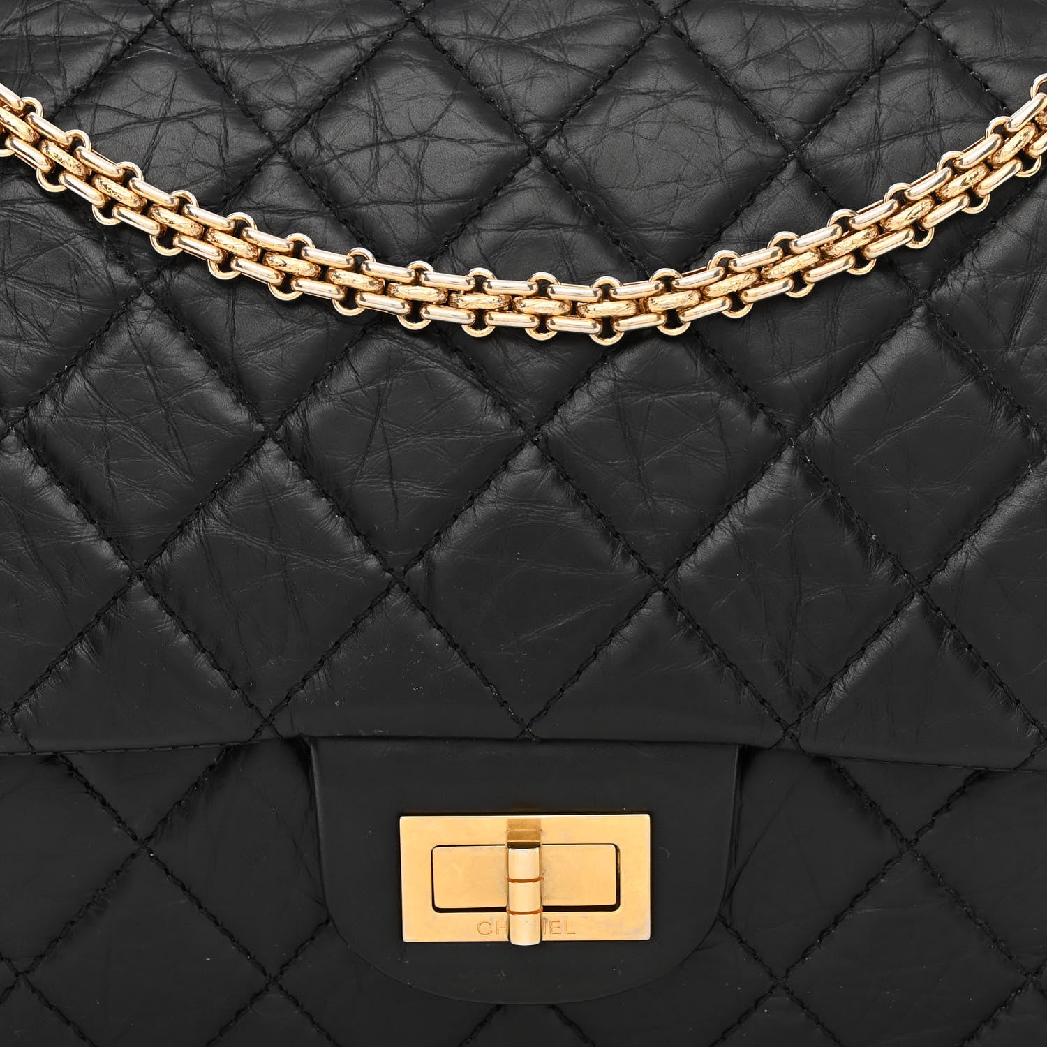 Chanel Aged Calfskin Quilted 50th Anniversary 2.55 Reissue 227 Flap Black 9 of 15