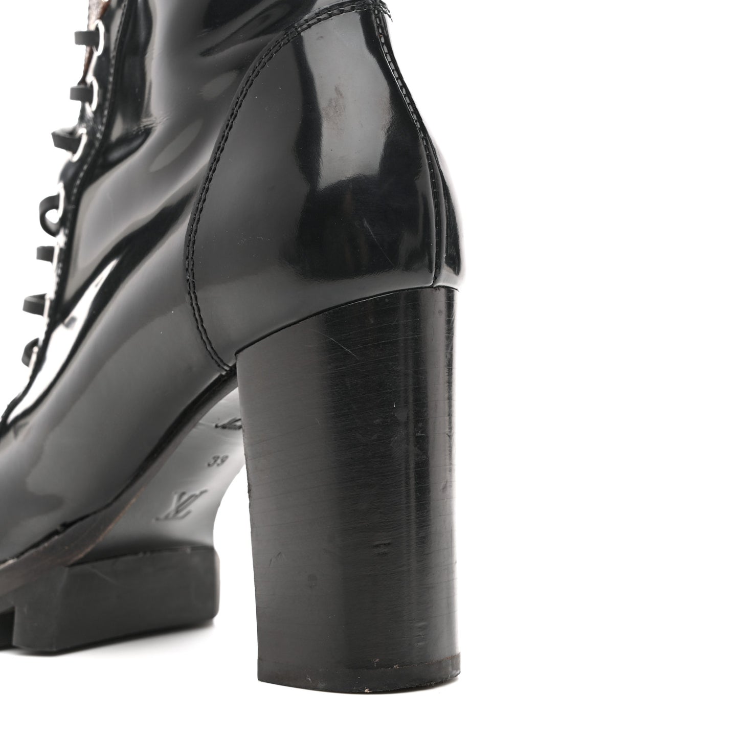 Glazed Calfskin Monogram Star Trail Ankle Boots 39 Black